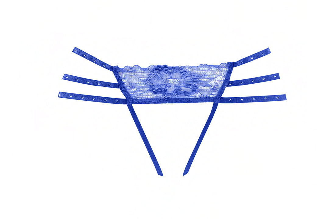Allure Lingerie Nicole Lace Crotchless Panty Blue