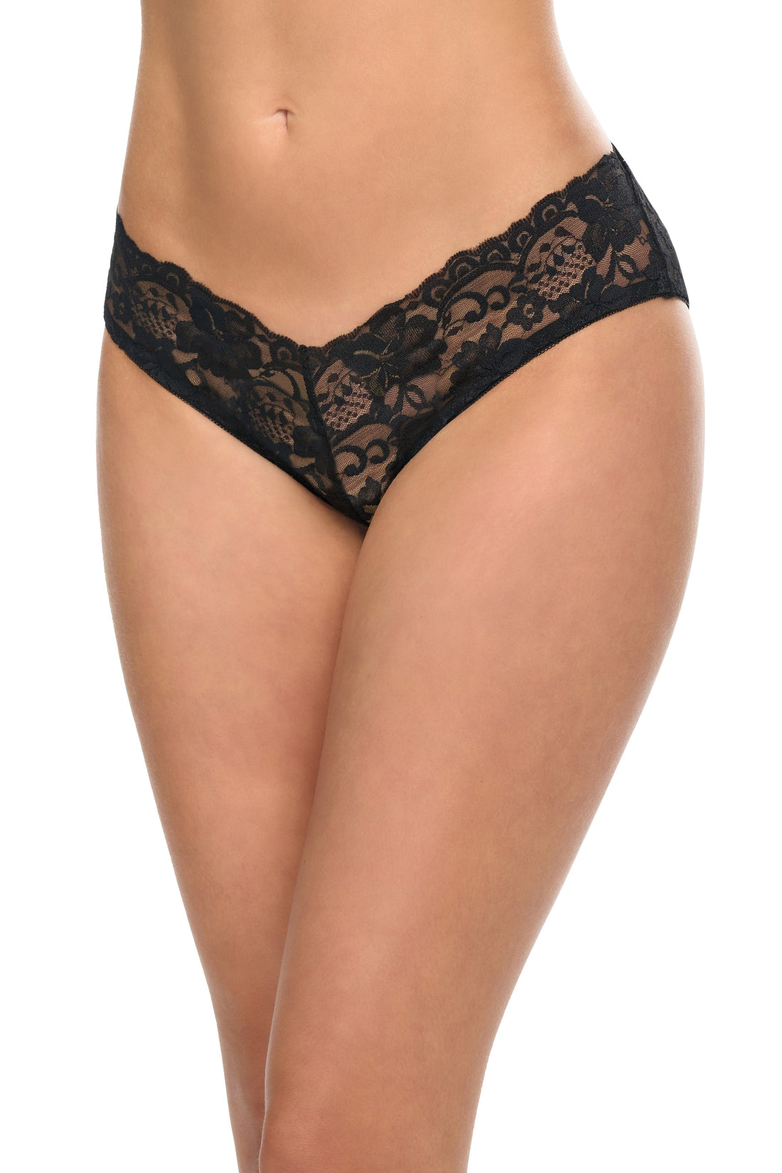 Oh la la Cheri Pixie Lace Boyshort Panty with Pearl Trim Black
