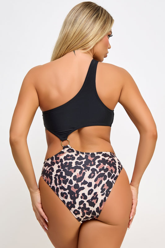 BeWicked Swimwear Calypso One Piece Swimsuit Black Leopard