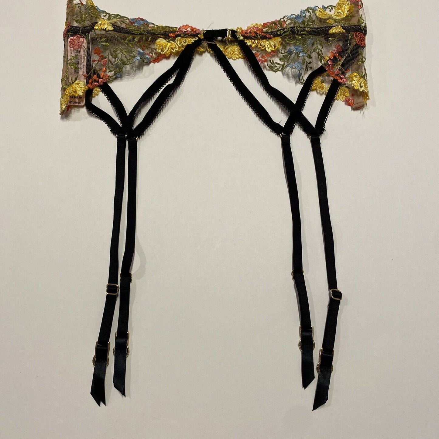Victoria's Secret Dream Angels Sheer Floral Embroidery Garter Belt XS/S