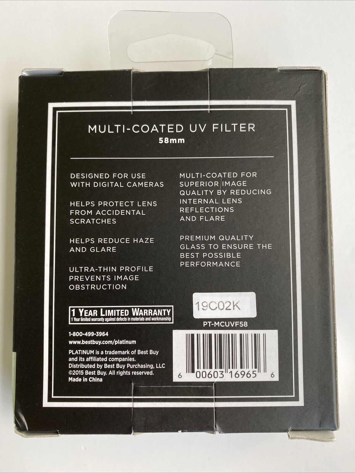 Platinum 58mm Circular Polarizer Lens UV Filter Brand New in Box