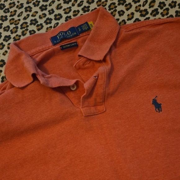 Polo Ralph Lauren Men's Custom Slim Fit Shirt Salmon Orange Color Small