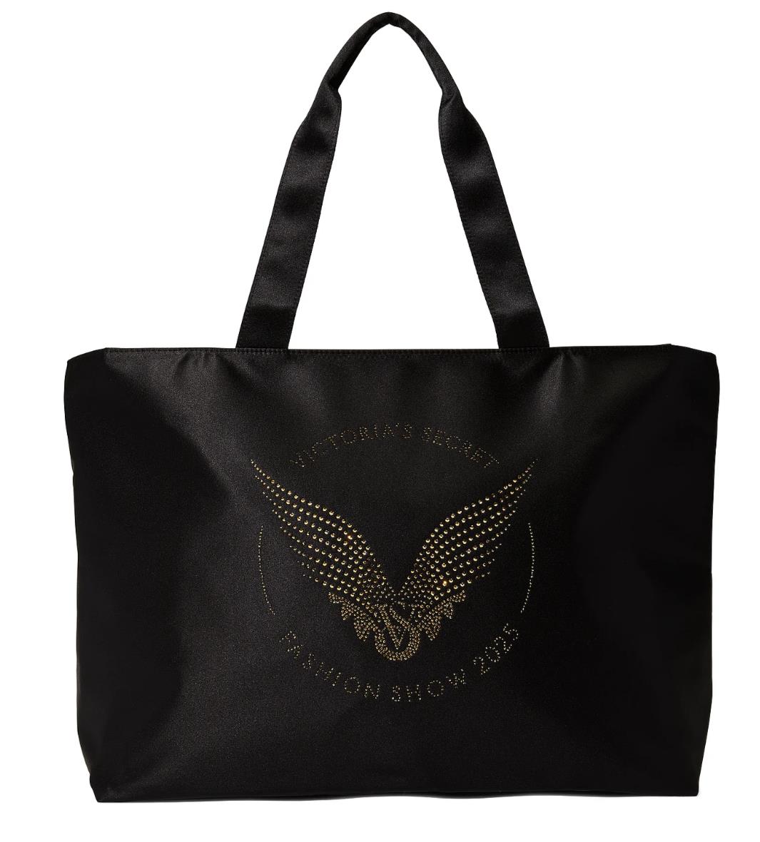 Victoria's Secret Fashion Show 2025 Tote Bag Black Nylon Gold Sparkle