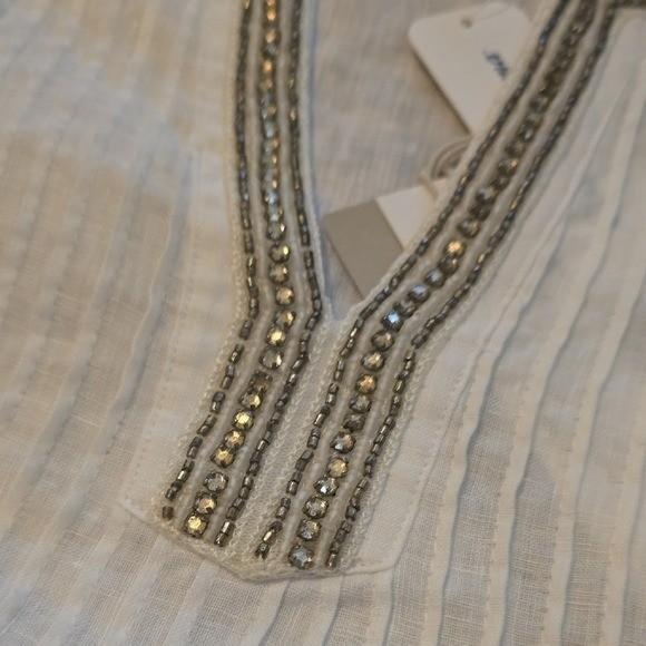 Tommy Bahama LINEN White Tunic with Beaded Neckline - Small