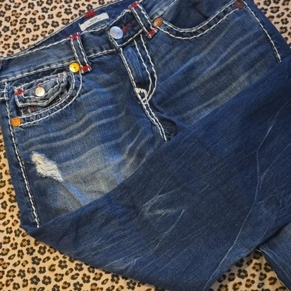 Premium True Religion Ricky Big T Jeans With Contrast White & Red Stitching 30
