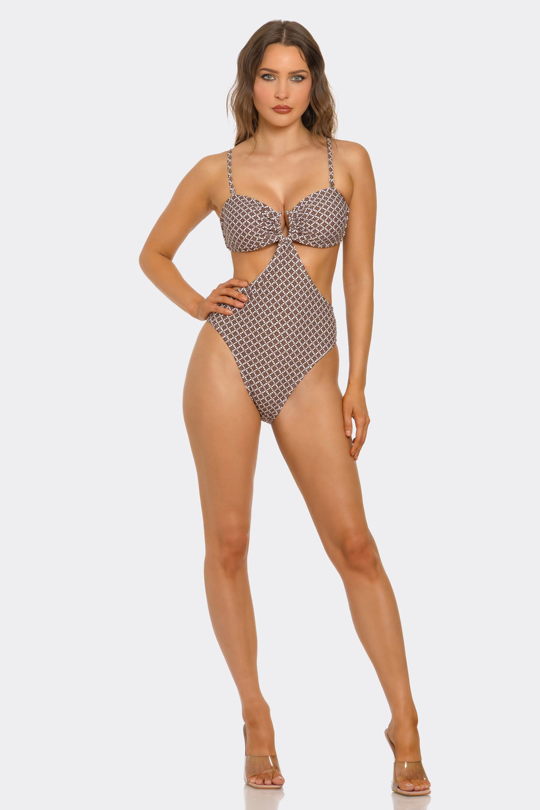 Be Wicked Flora Monokini Swimsuit Brown