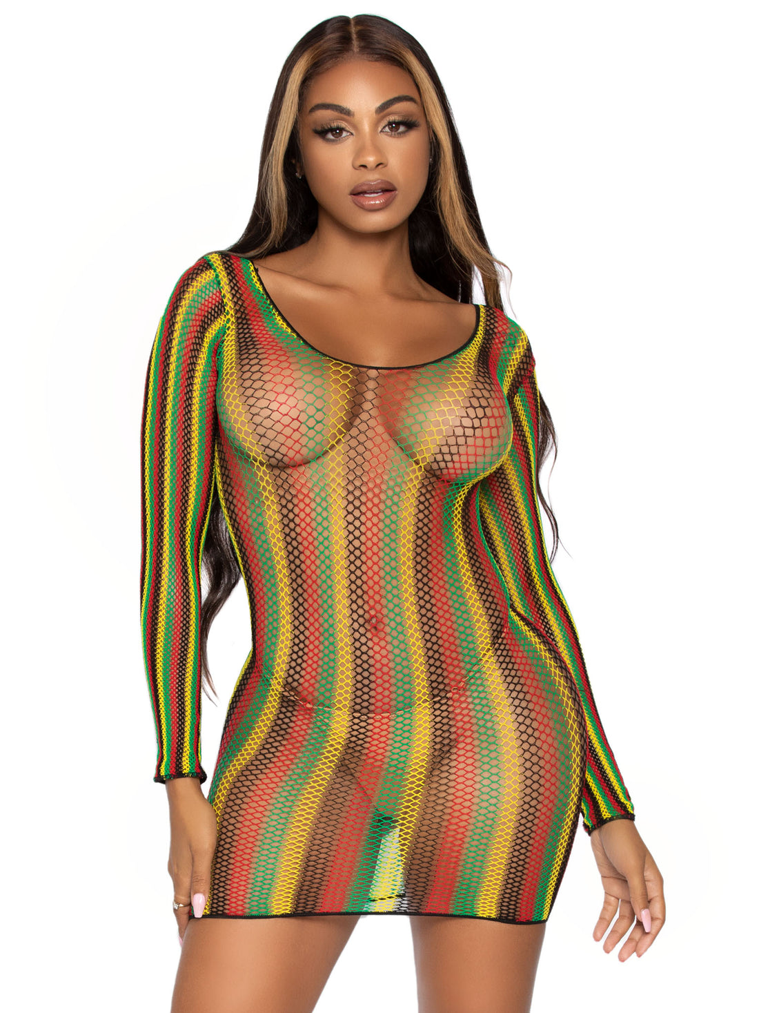 "Rasta Net Mini Dress - One Size LA-86959"
