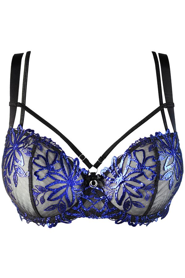 Brilliance Embroidery Balconette Bra Blue Shimmer