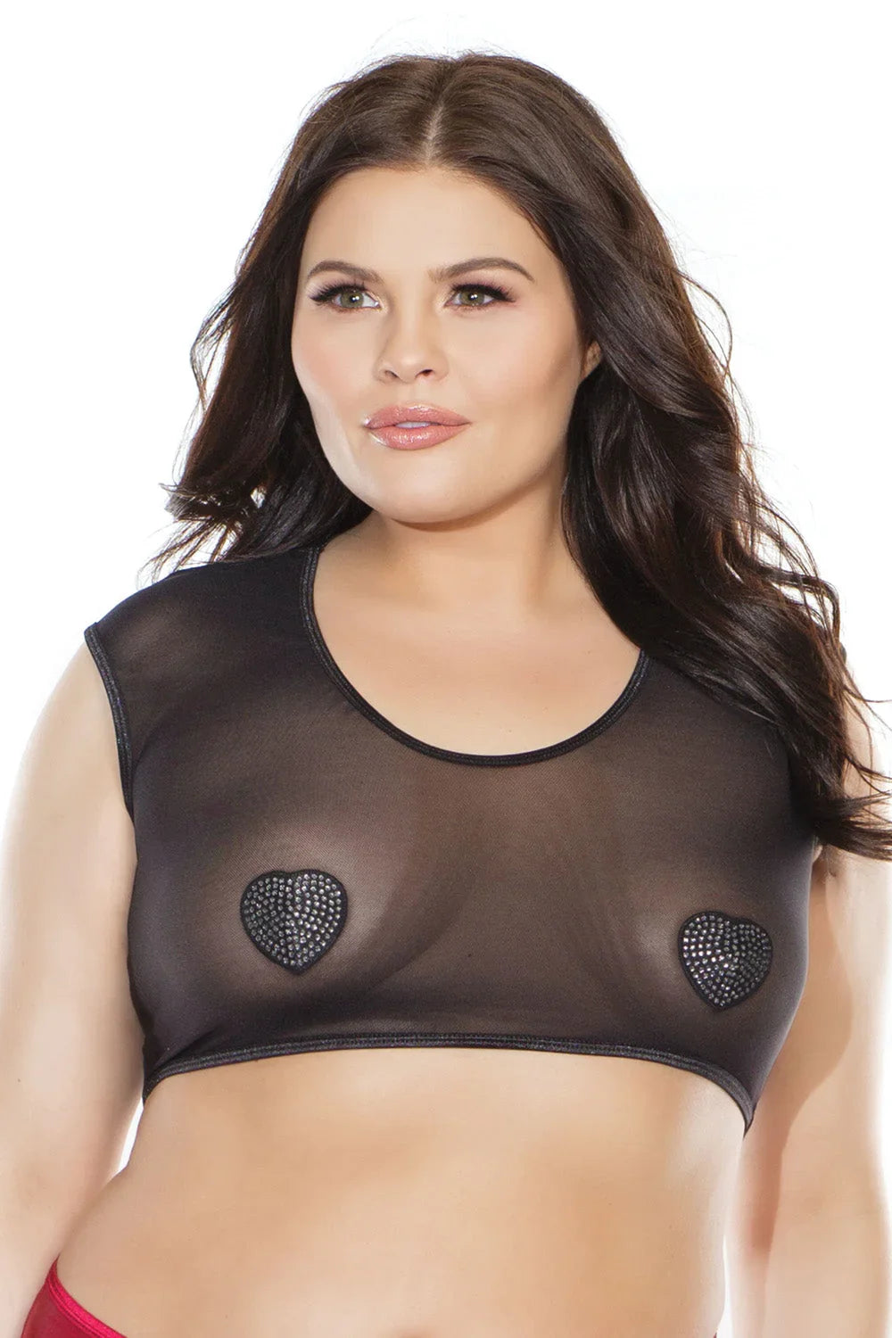 Coquette Queen Stay Sheer Crop Top Black