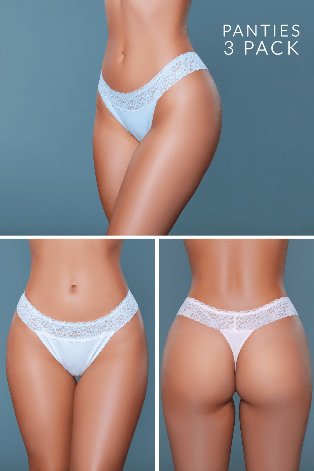 Be Wicked Devon 3 Pack Peach/Blue/White