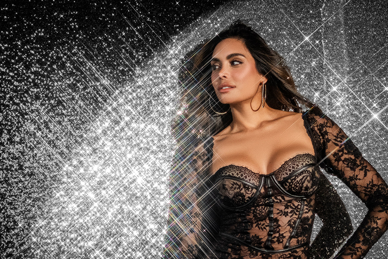 Mapale Long Sleeved Dress Black Sheer Lace Elegance Bold Look