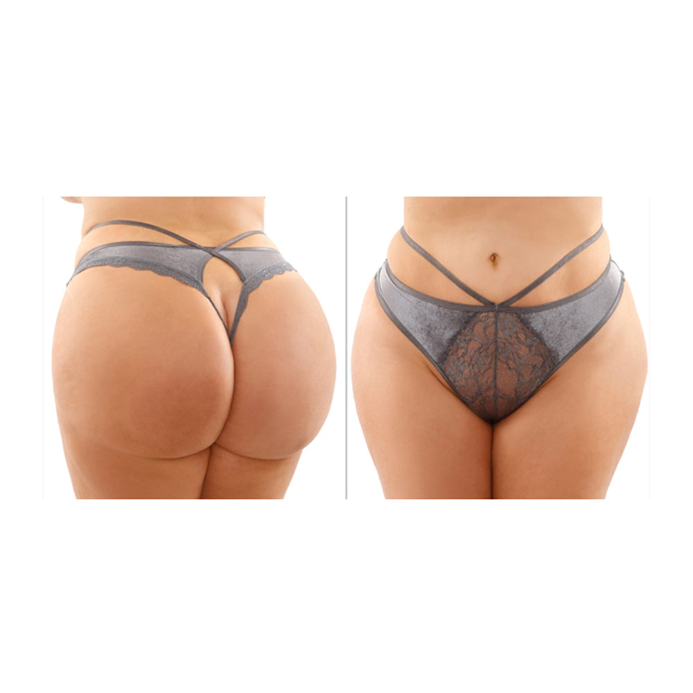 Fantasy Lingerie Bottoms Up Kalina Velvet Cut-out Thong with Keyhole Back