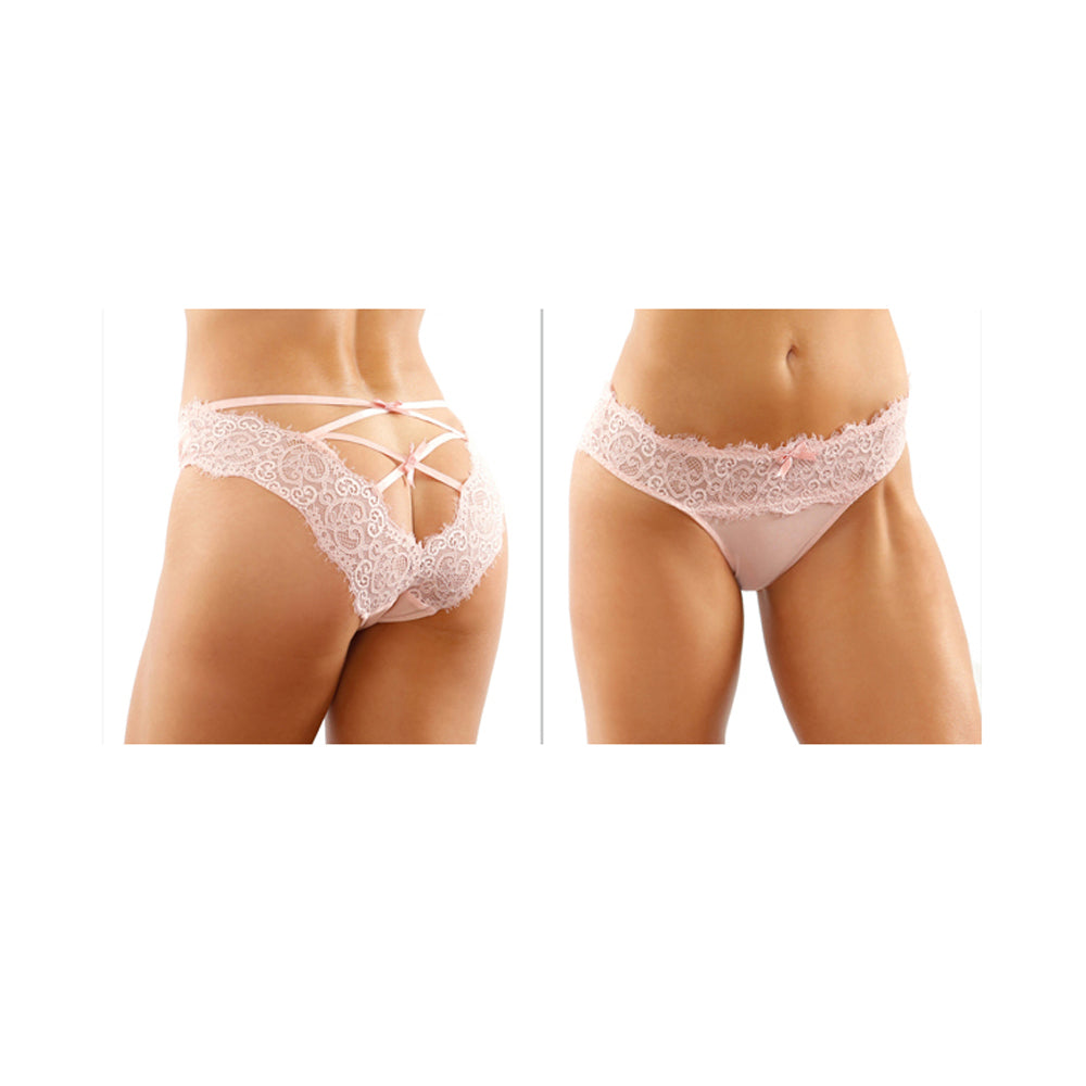 Fantasy Lingerie Bottoms Up Ivy Lace & Mesh Bikini Panty Light Pink