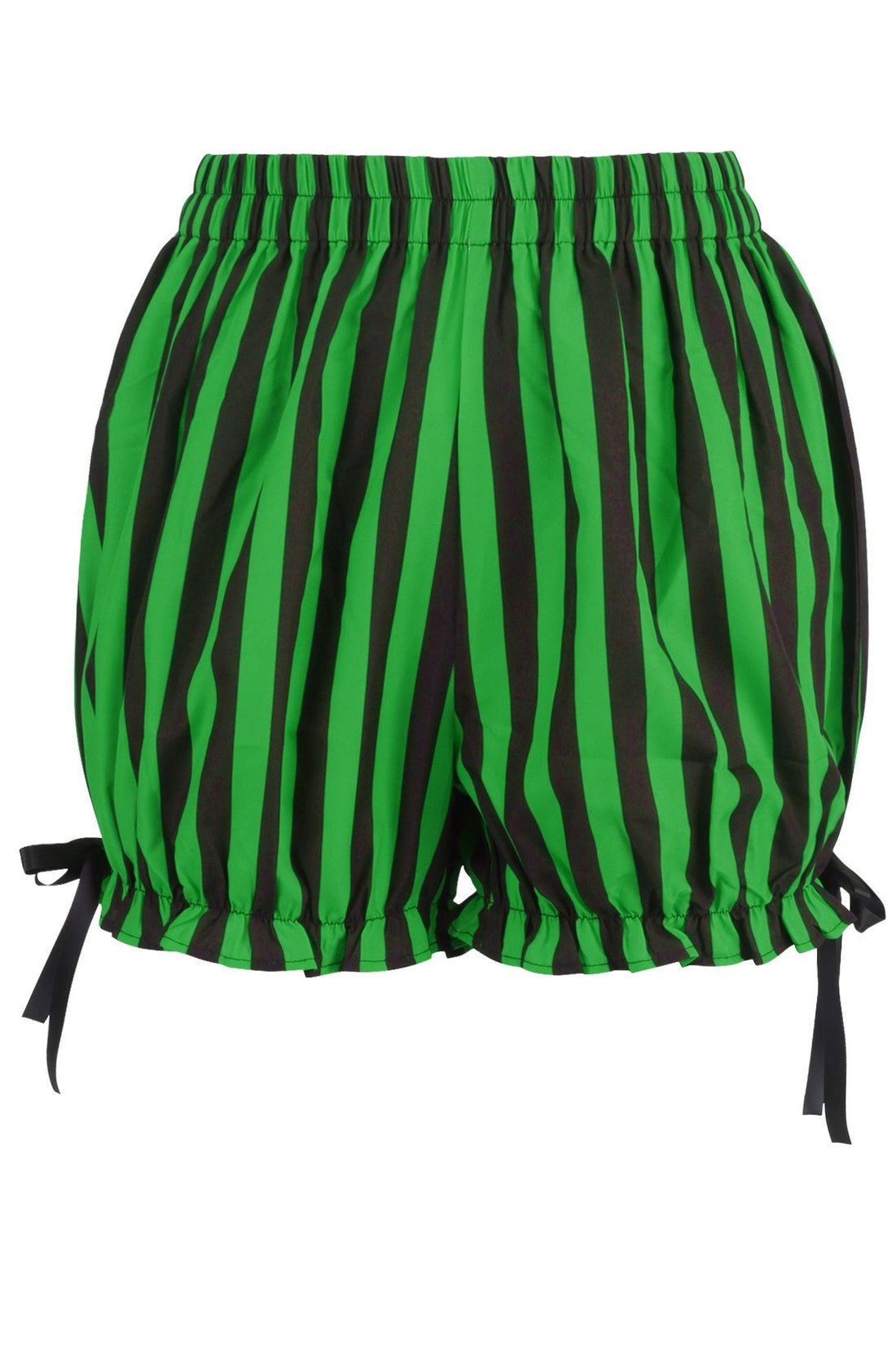 Daisy Corsets Top Drawer 2 PC Green/Black Striped Burlesque Steel Boned Corset & Bloomer Set