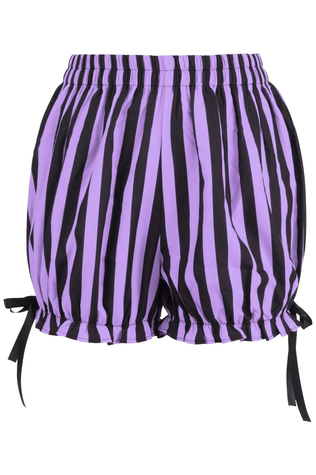 Daisy Corsets Top Drawer 2 PC Purple/Black Striped Burlesque Steel Boned Corset & Bloomer Set
