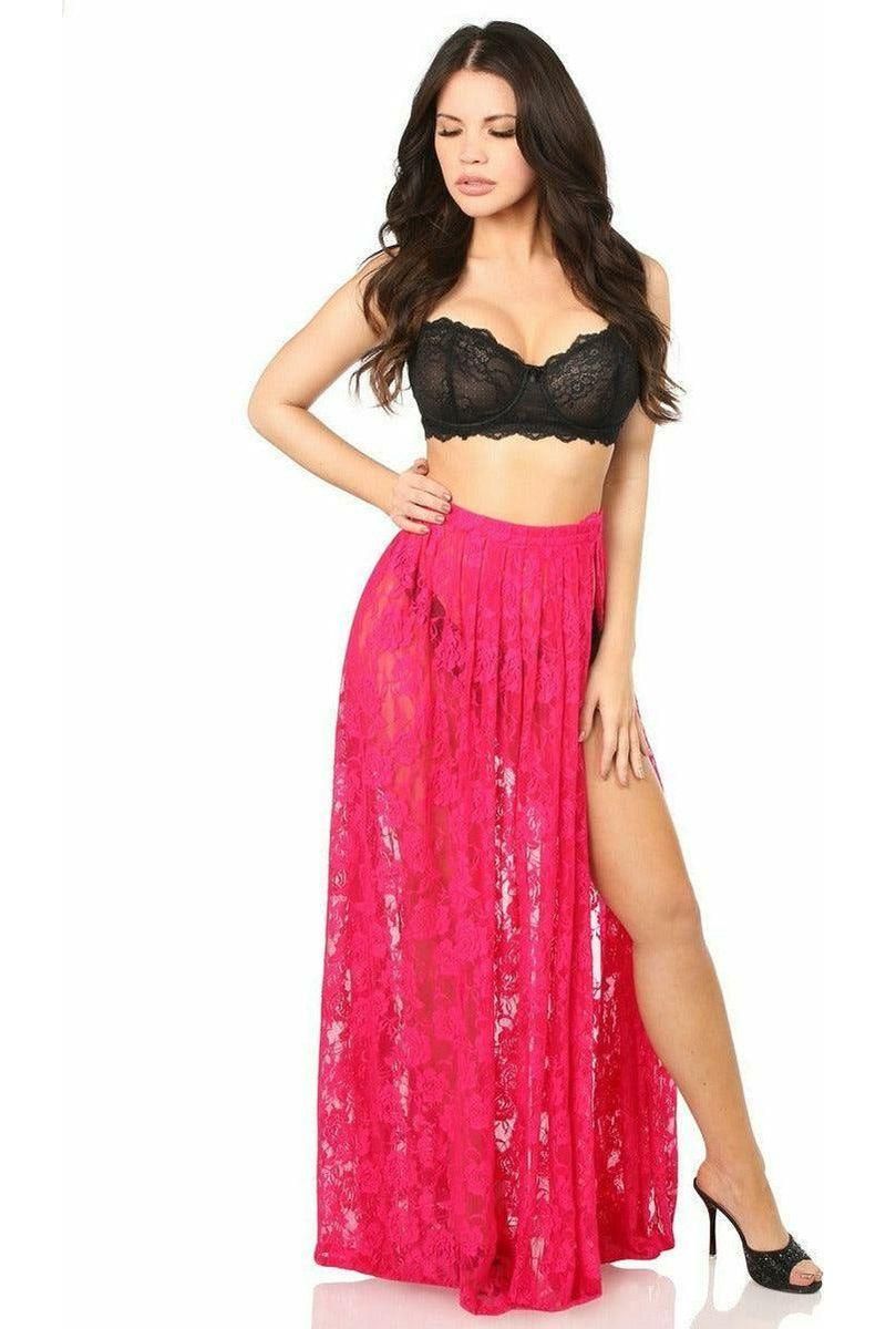 Sheer Fuchsia Lace Skirt - Daisy Corsets