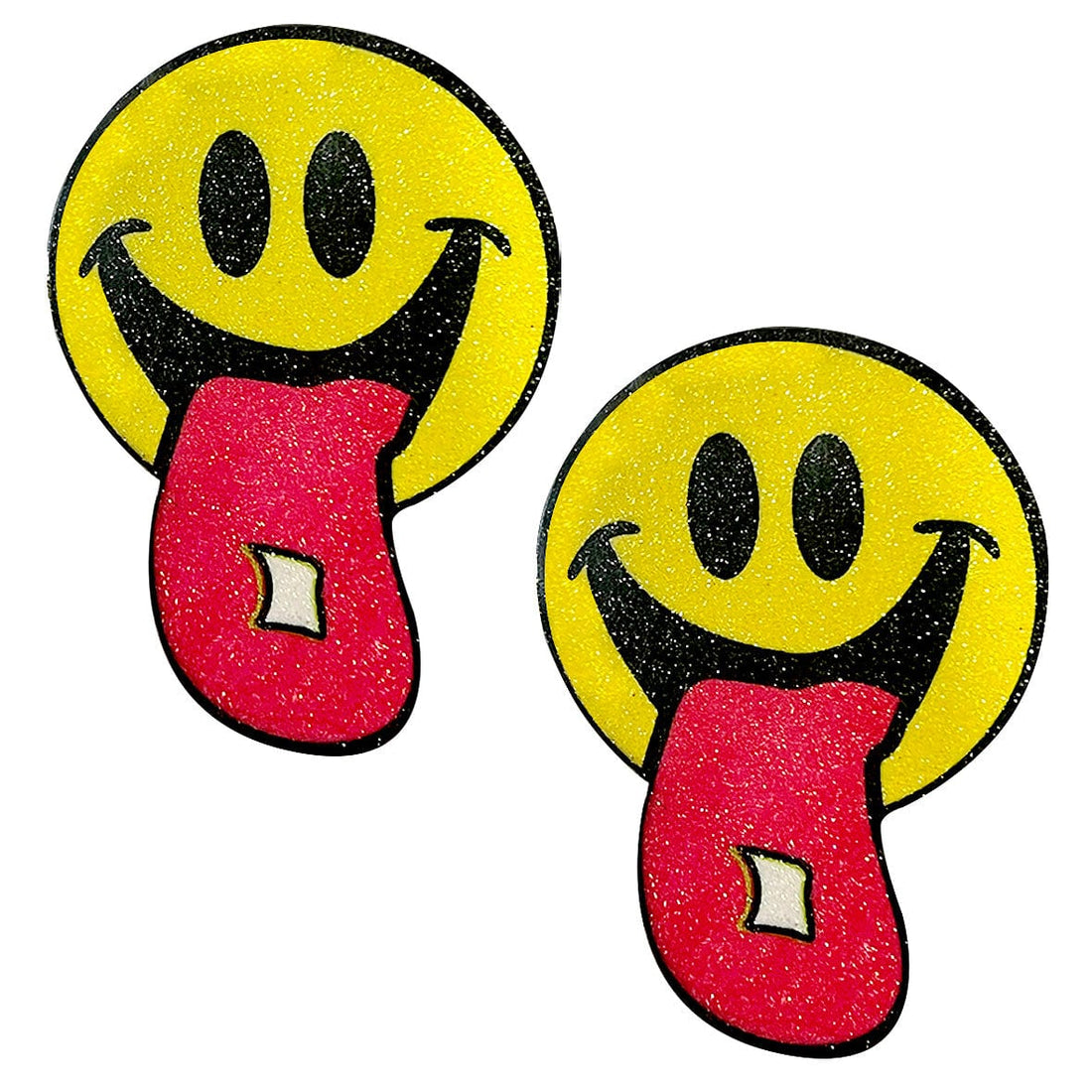 Neva Nude Smiley Face Glitter Tab Pasties - Multicolor