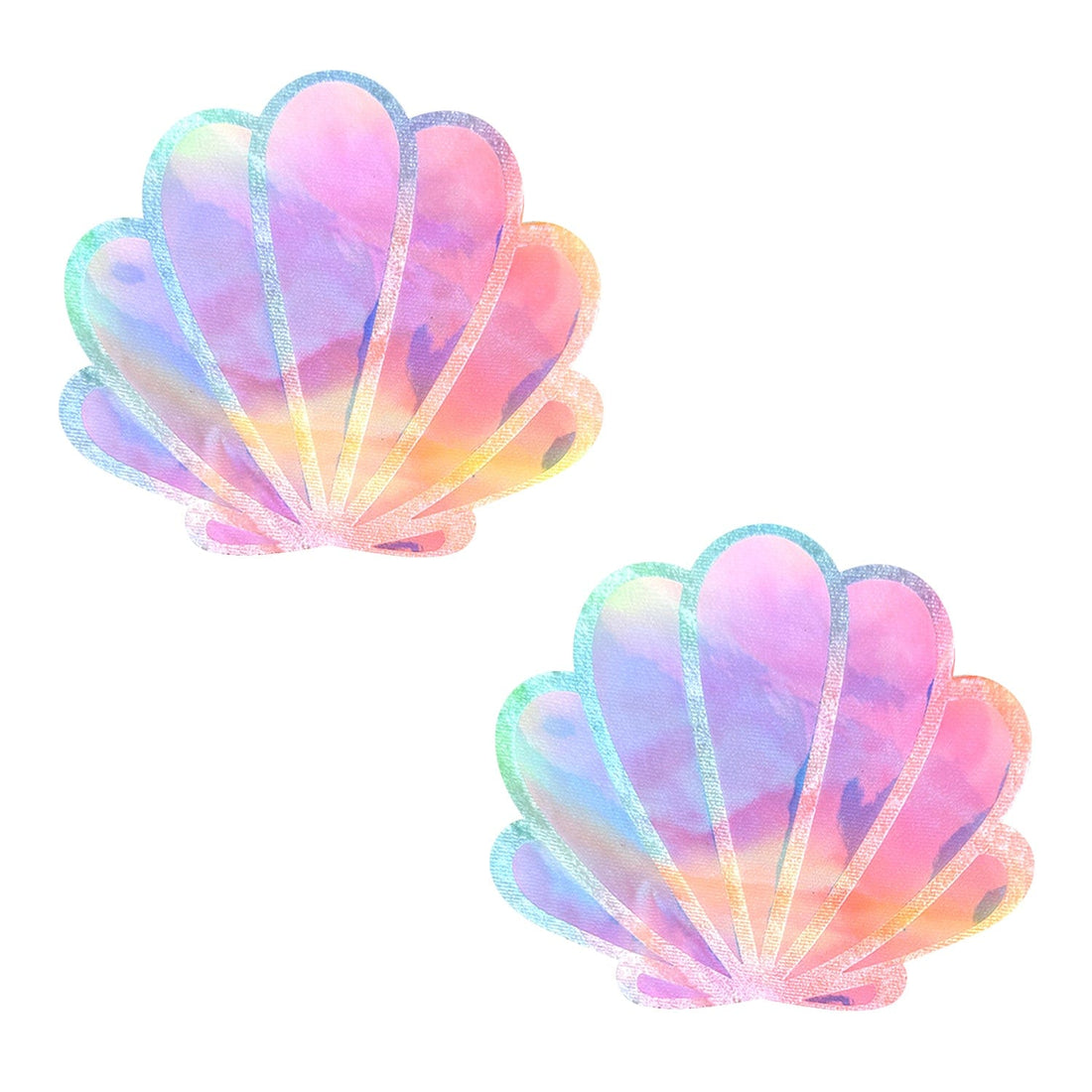 Neva Nude Sherbet Tie Dye UV Velvet Mermaid Shell Pasties - Rainbow