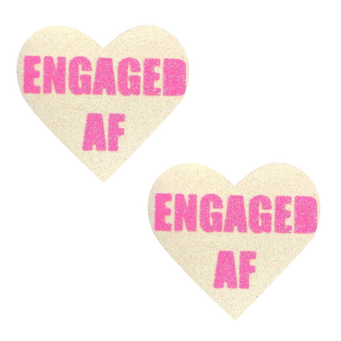 Neva Nude Engaged AF Glitter Blacklight Pasties - Neon Pink/White