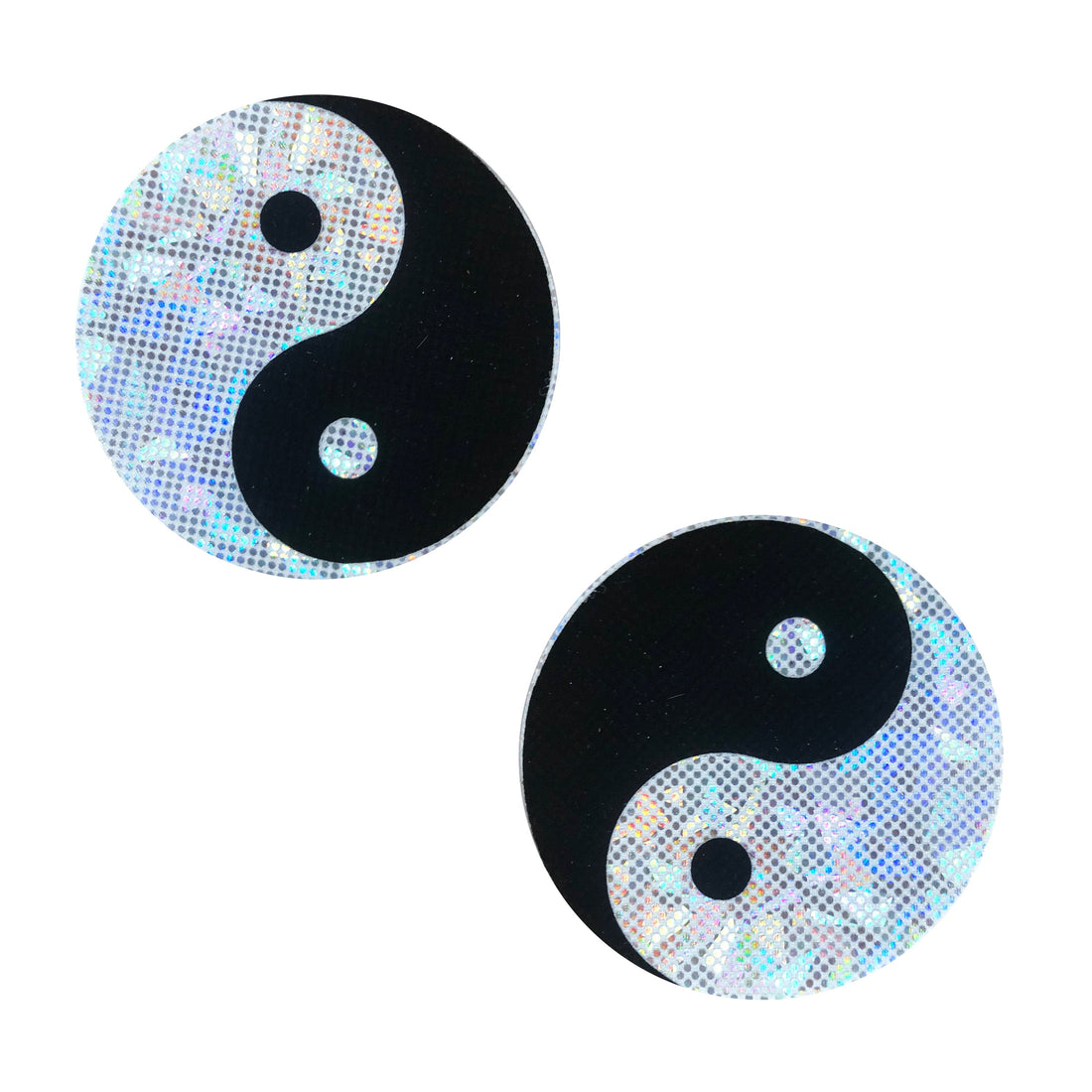 Neva Nude Ying Yang Holographic Fun Pasties - Black/Silver