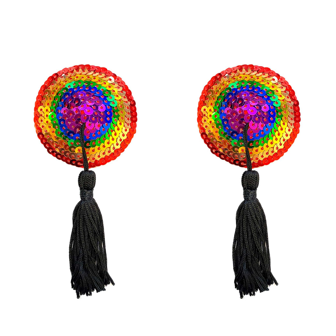 Neva Nude Rainbow Tassel Reusable Silicone Pasties - Multicolor