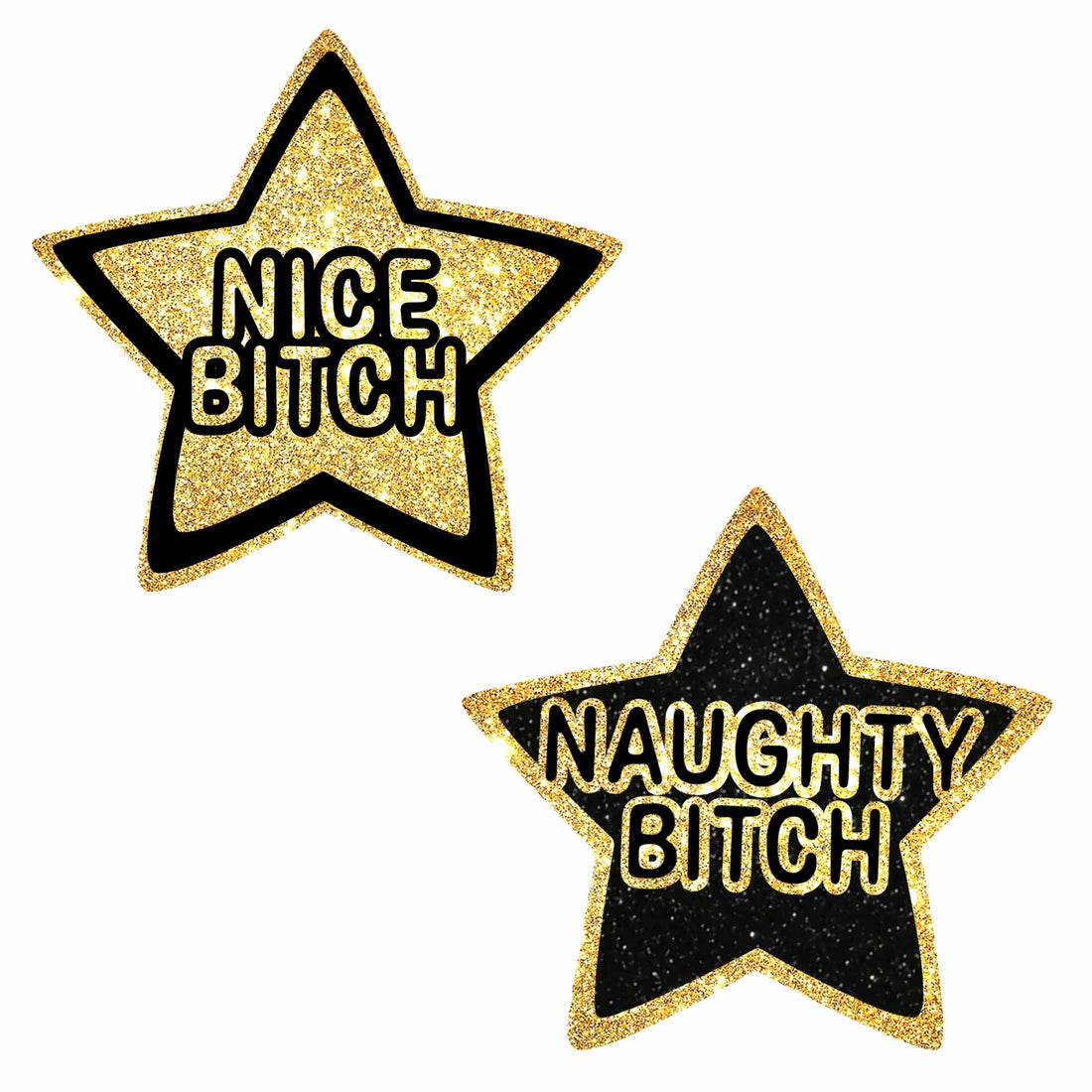 Neva Nude Nice / Naughty Bitch Glitter Stars - Black/Gold