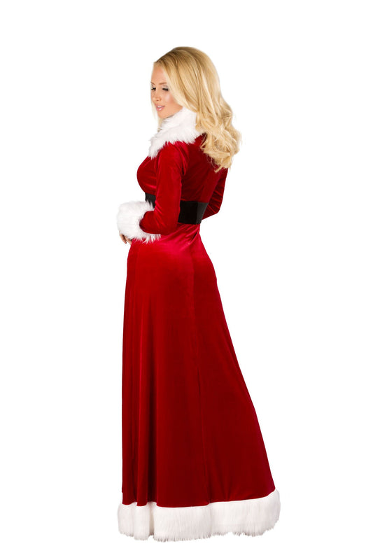Roma Costume 3pc Sexy Miss Claus Long Dress Velvet