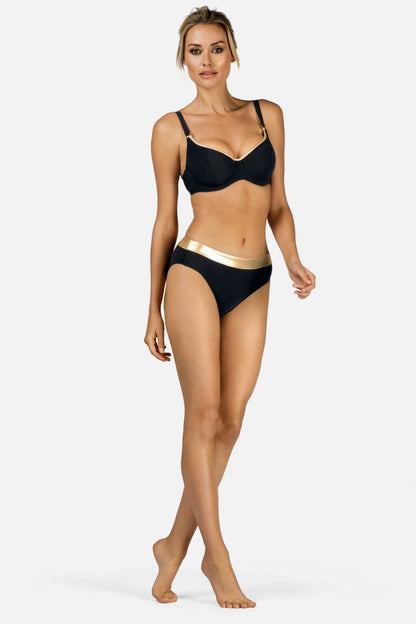 Axami Luxury Swimwear F111 Full Bikini Bottom Black/Gold