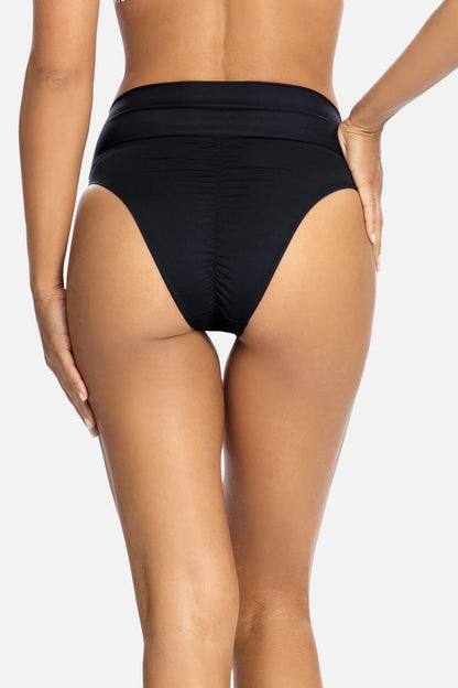 Axami Luxury Swimwear F114 High Waisted Bikini Bottom Black