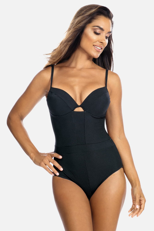 Axami Luxury Swimwear F28B Push-up Underwire One Piece Bikini Body Black