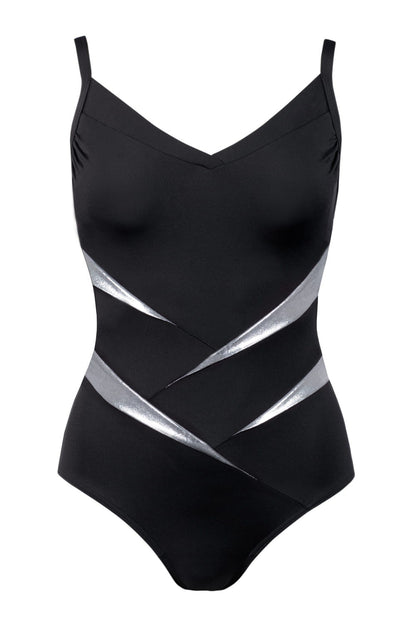 Axami Luxury Swimwear F31 Slimming One Piece Swimsuit Black/Silver