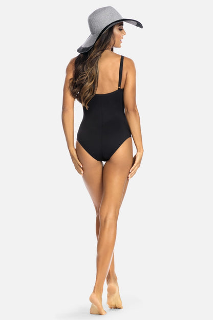 Axami Luxury Swimwear F31 Slimming One Piece Swimsuit Black/Silver