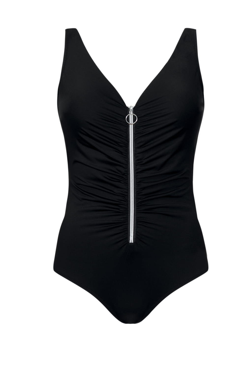 Axami Luxury Swimwear F33B Zipper Front One Piece Swimsuit Black