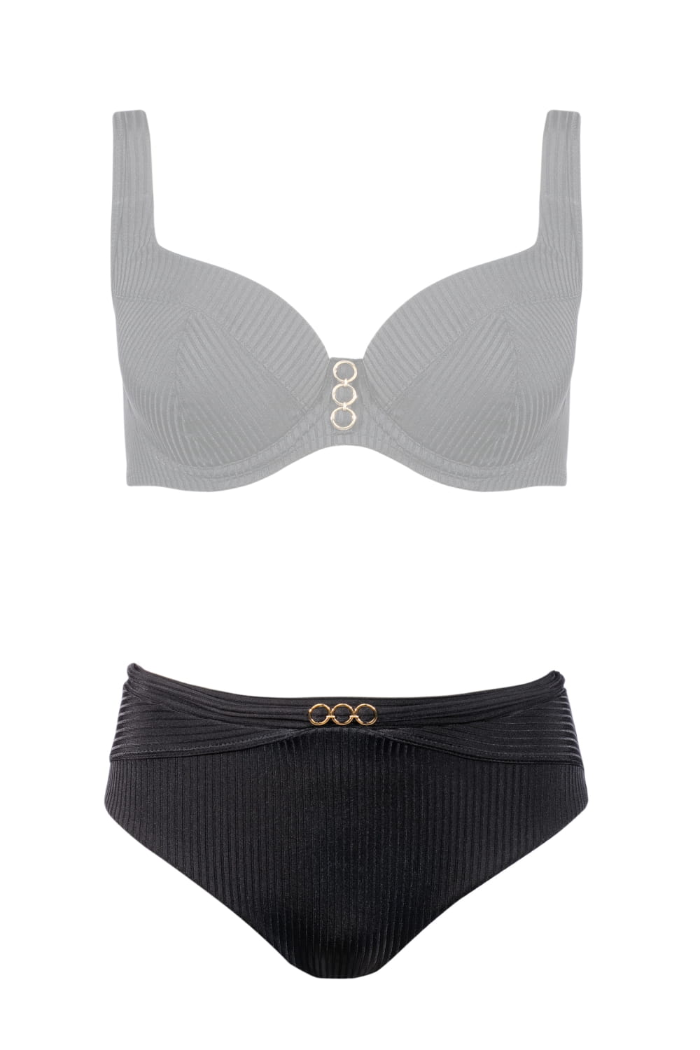 Axami Luxury Swimwear FD04E High Waist Bikini Bottom Black