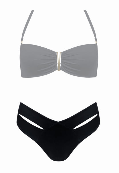 Axami Luxury Swimwear FD217 Cutout Bikini Bottom Black