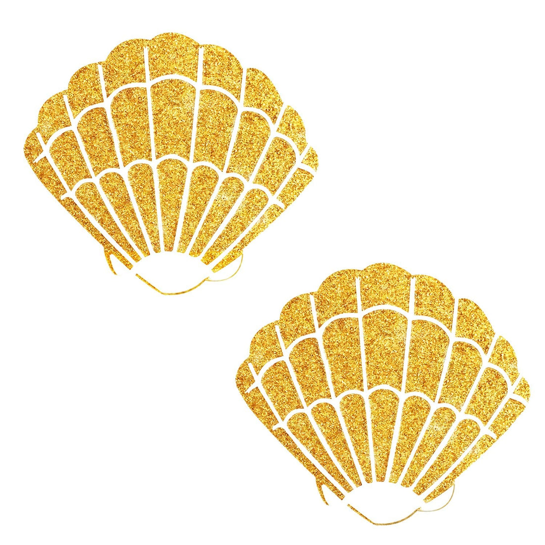 Neva Nude Fairy Dust Glitter Mermaid Shell Pasties - Gold