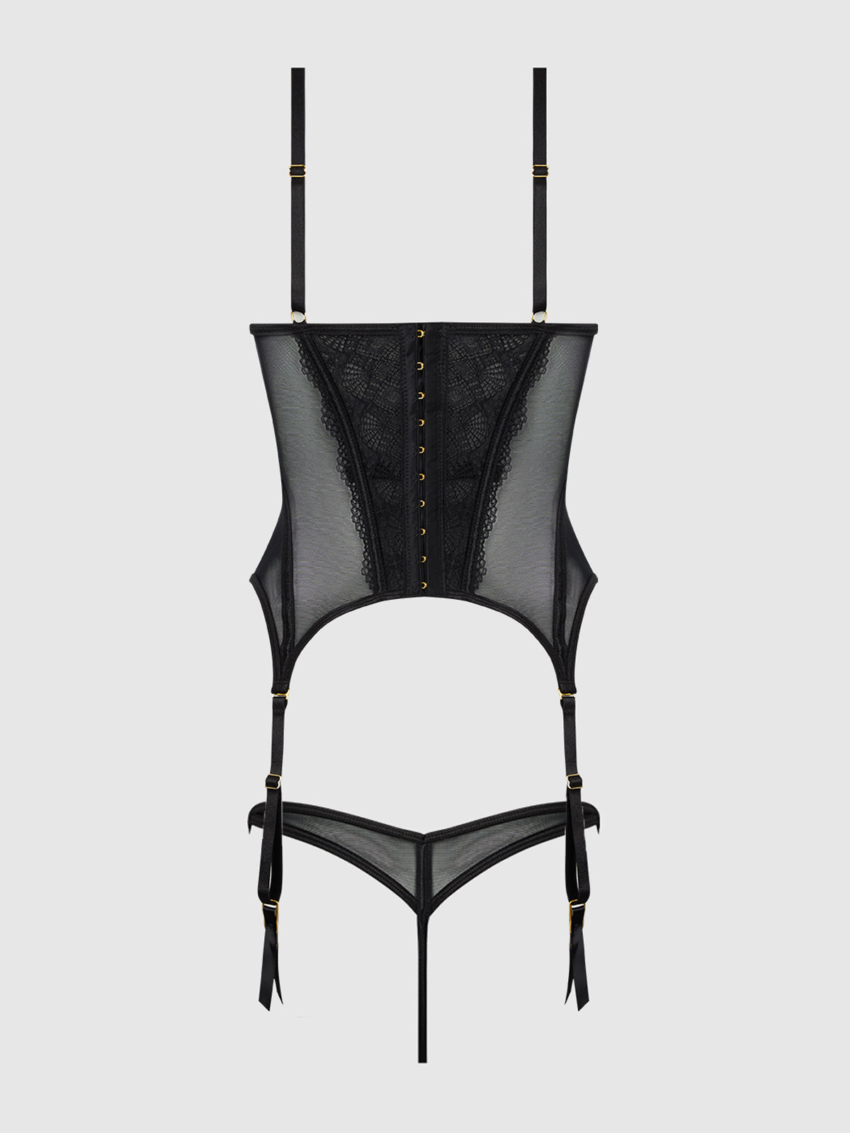 House of Desire Vivienne Merrywidow Bustier & G-String Set Black