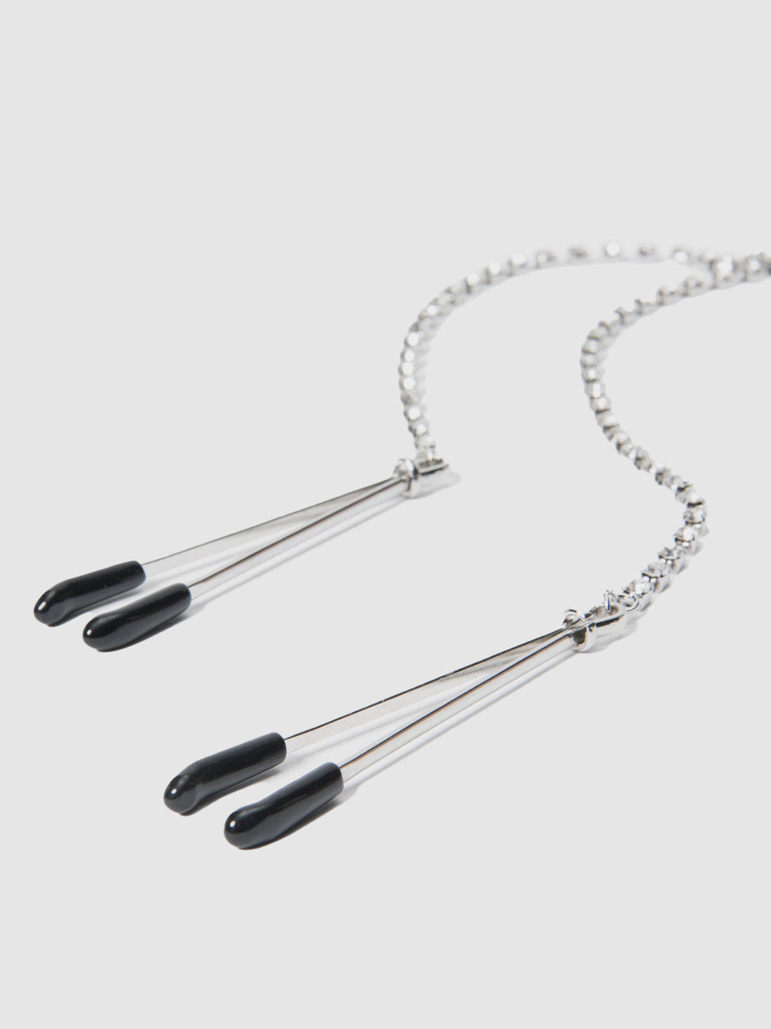 House of Desire Rhinestone Dangle Clamps Silver