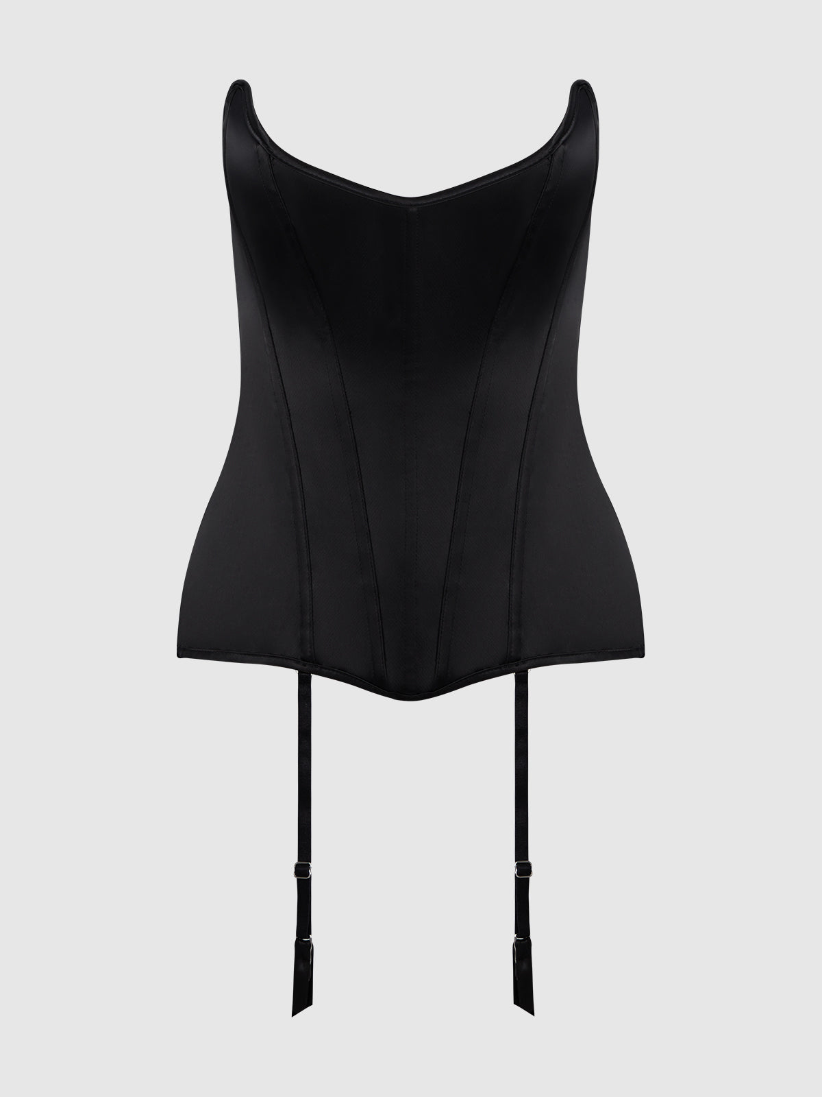 House of Desire Juliet Satin Full Boning Scoop Neck Corset Black