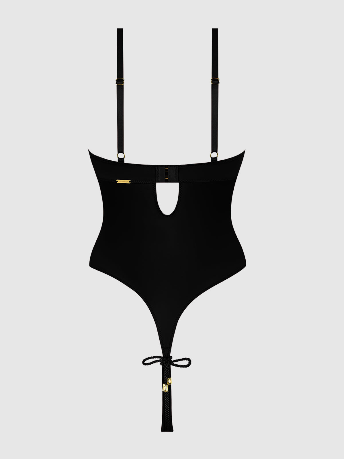 House of Desire Iryna Silky Micro & Rope Crotchless Teddy Black