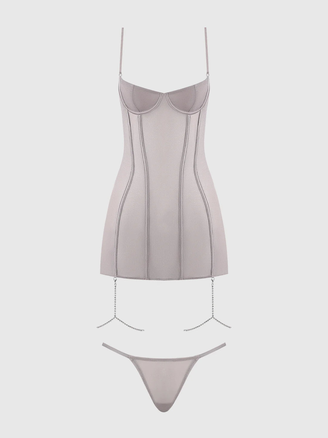 House of Desire Presley Shine Mesh & Rhinestone Chemise & G-String Set