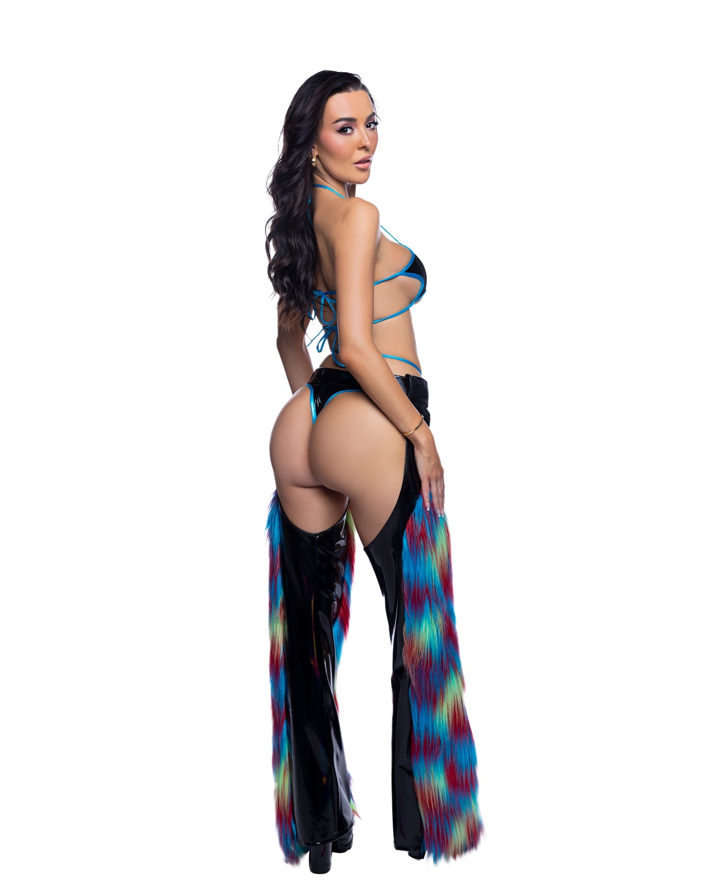 J. Valentine PVC & Faux Fur Belted Chaps