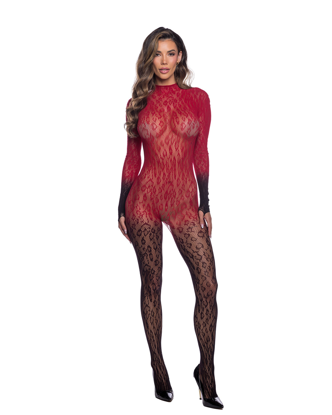 Roma Confidential Wild Night Bodystocking Wine/Black