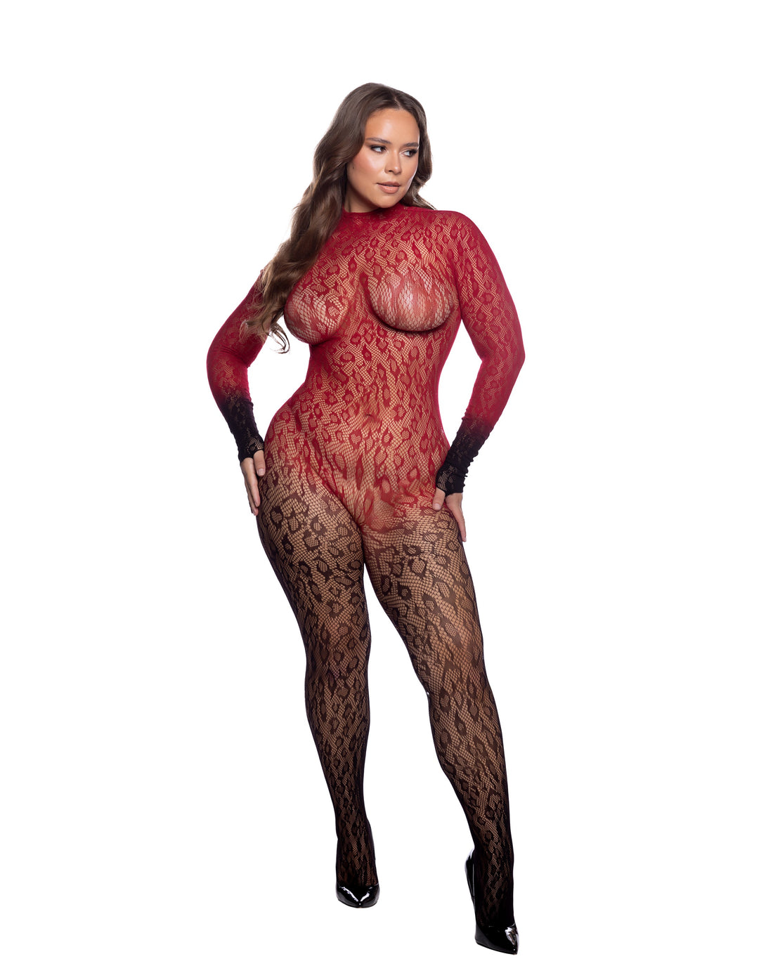 Roma Confidential Queen Plus Wild Night Bodystocking Wine/Black
