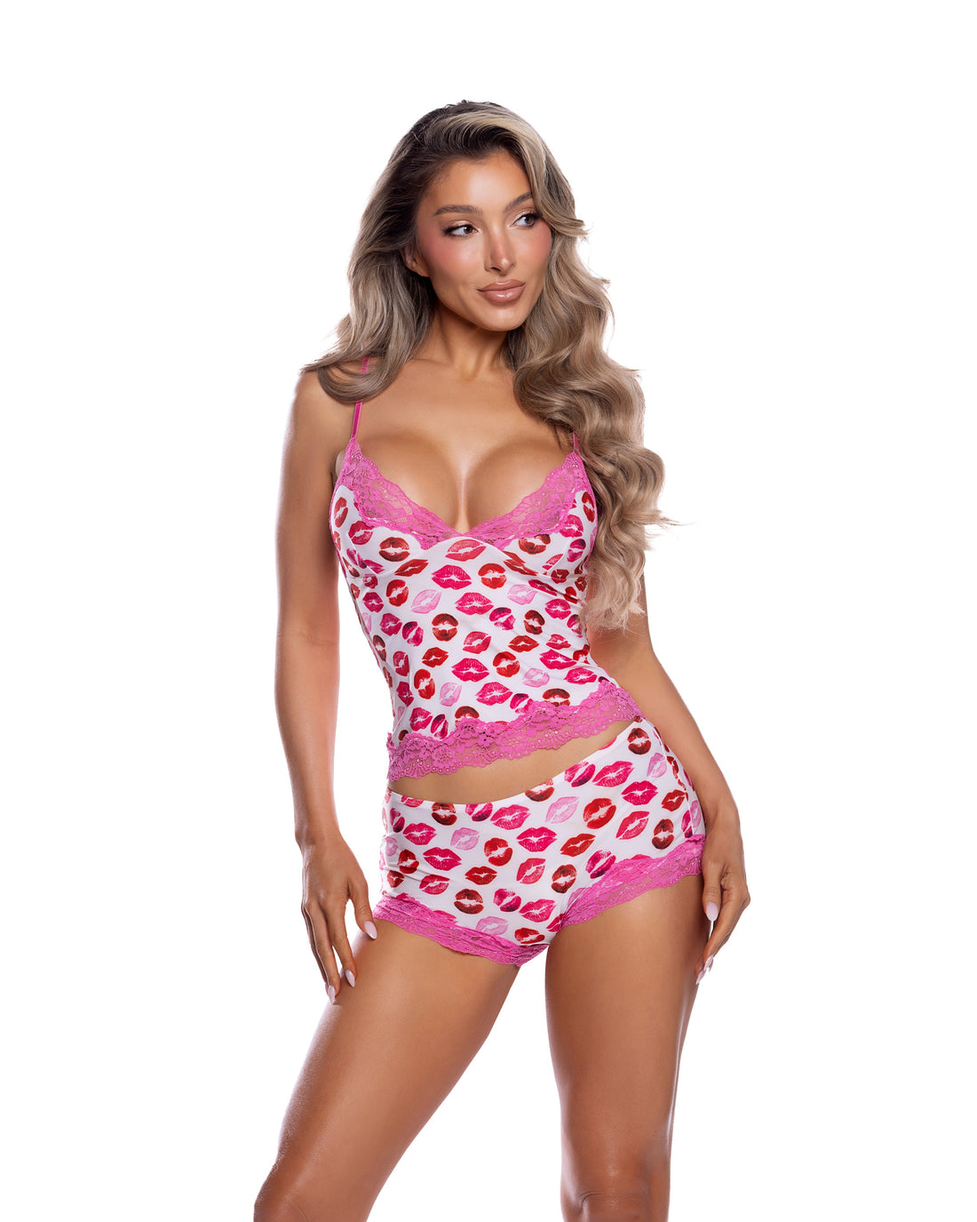 Roma Confidential Sweet Smooch Cami Set White/Red
