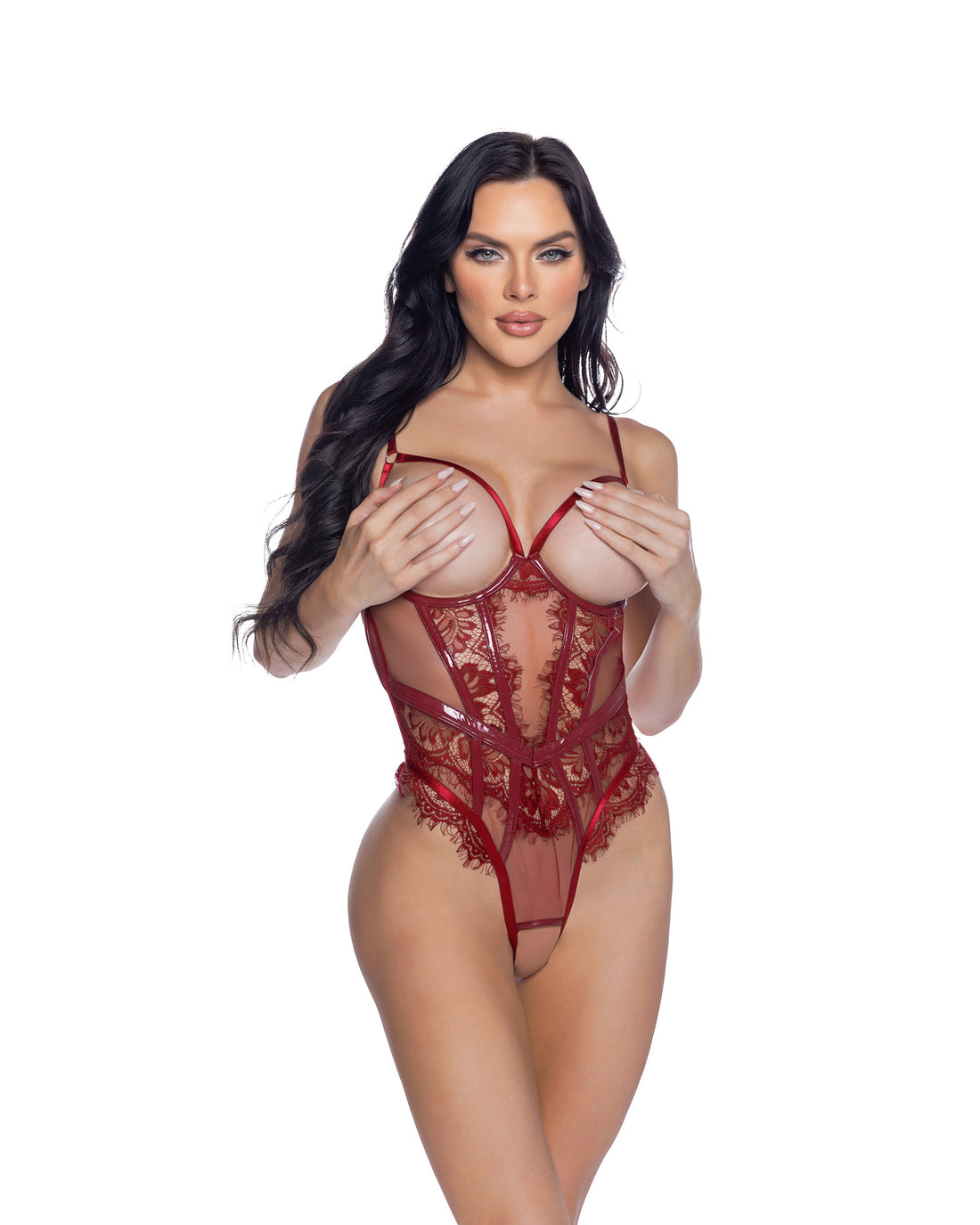 Roma Confidential Eden Open Cup Crotchless Teddy Wine