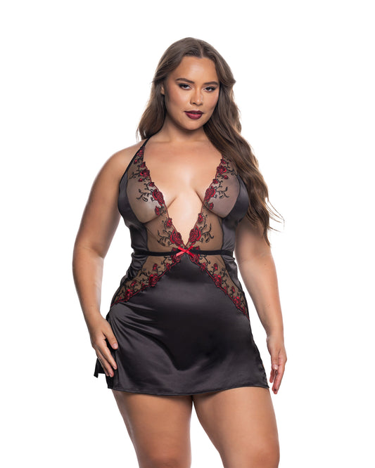 Roma Confidential Blossom Beauty Slip Chemise Black