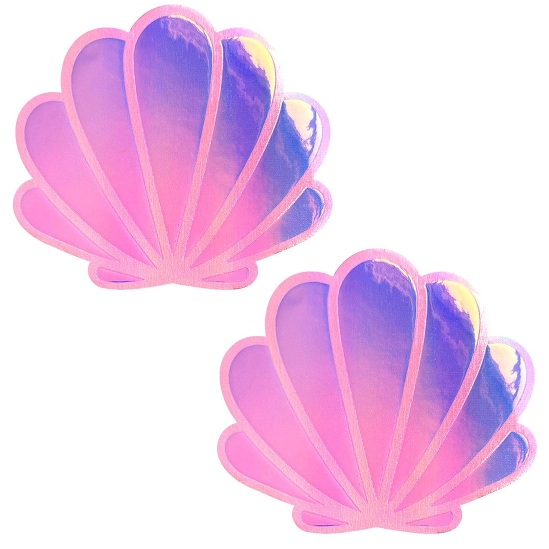 Neva Nude Queen Status Plus Size Iridescent Mermaid Shell Pasties - Pastel Pink