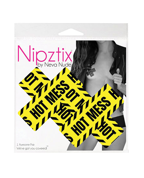NevaNude Blacklight Hot Mess X Pasties - Black/Yellow