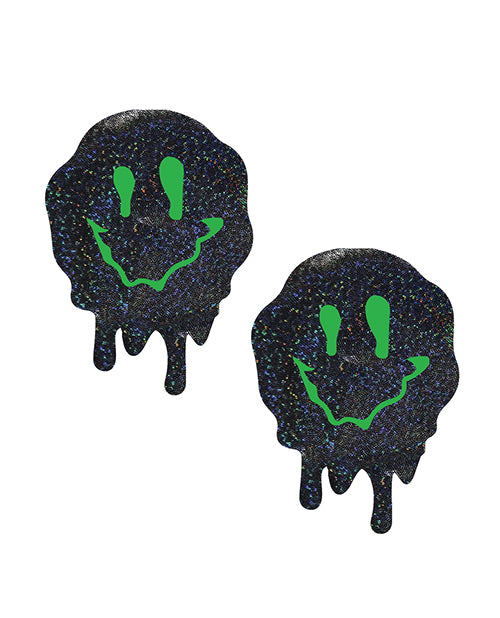 Neva Nude Vortex Iridescent Melty Face Pasties - Neon Green